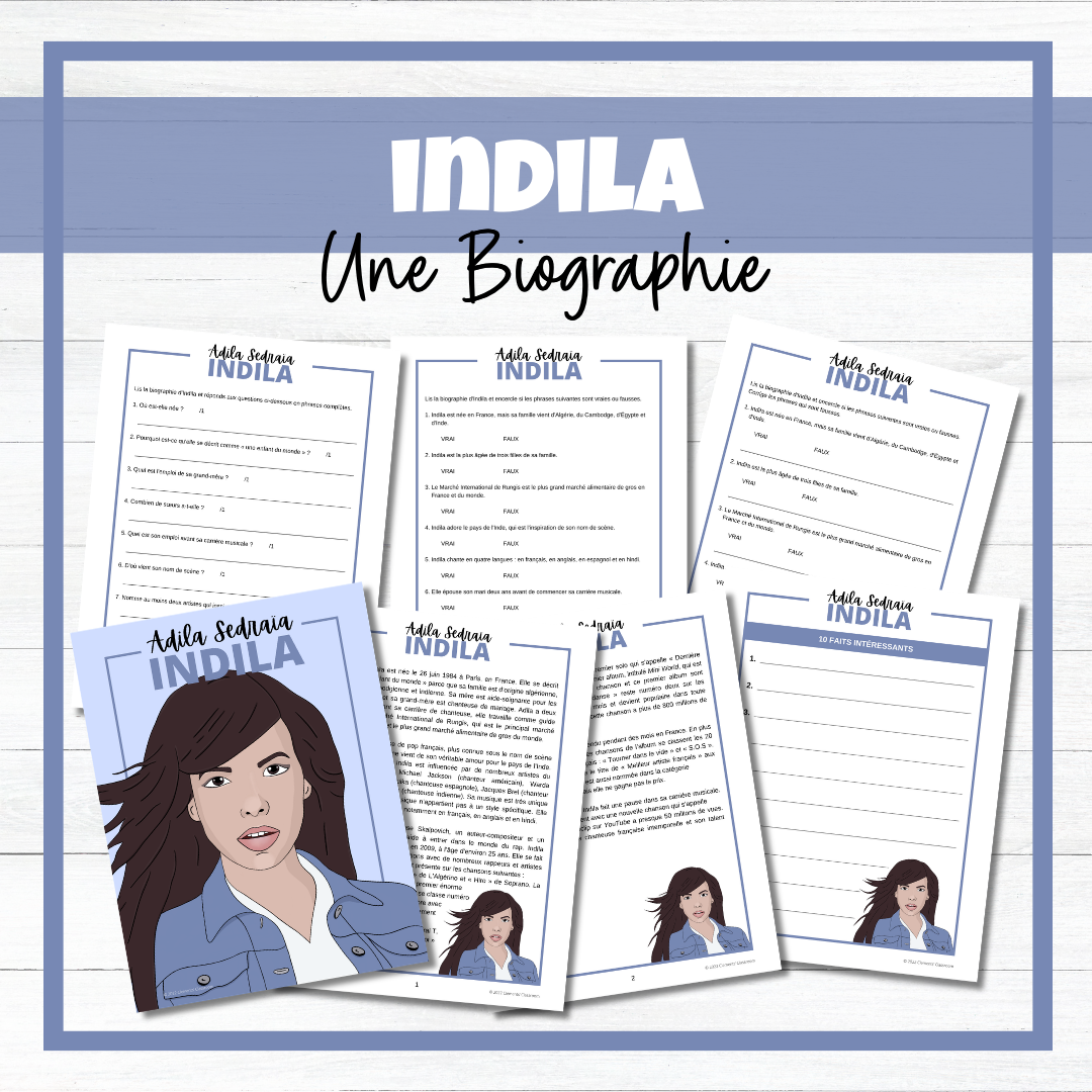 Les Musiciens Francophones - Francophone Musicians French Biographies - Reading Comprehension BUNDLE!
