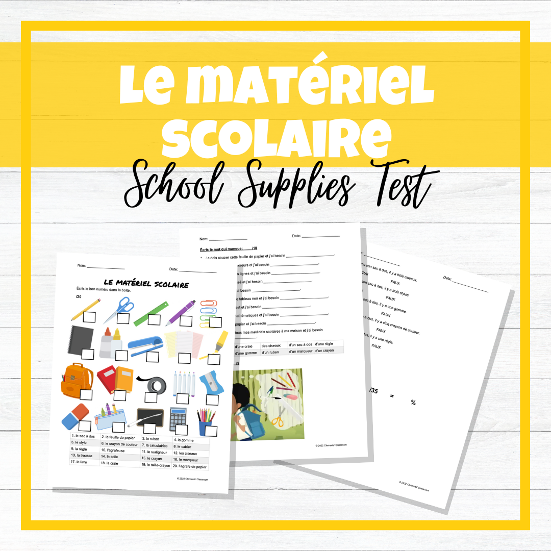 Matériel Scolaire - School Supplies French Unit - BUNDLE!
