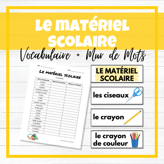 Matériel Scolaire - School Supplies French Unit - BUNDLE!
