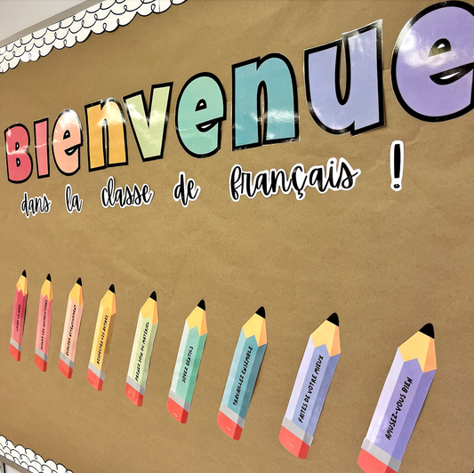 Bienvenue French Bulletin Board Back to School Display - Classroom Expectations