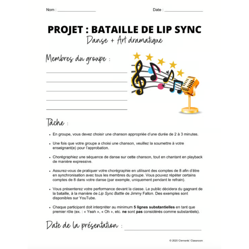 Bataille de Lip Sync - French Dance, Drama, & Music Lip Sync Battle Assignment