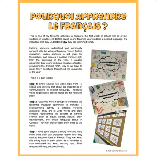 Speaking September - Oral Communication Activities for the Core French Classroom