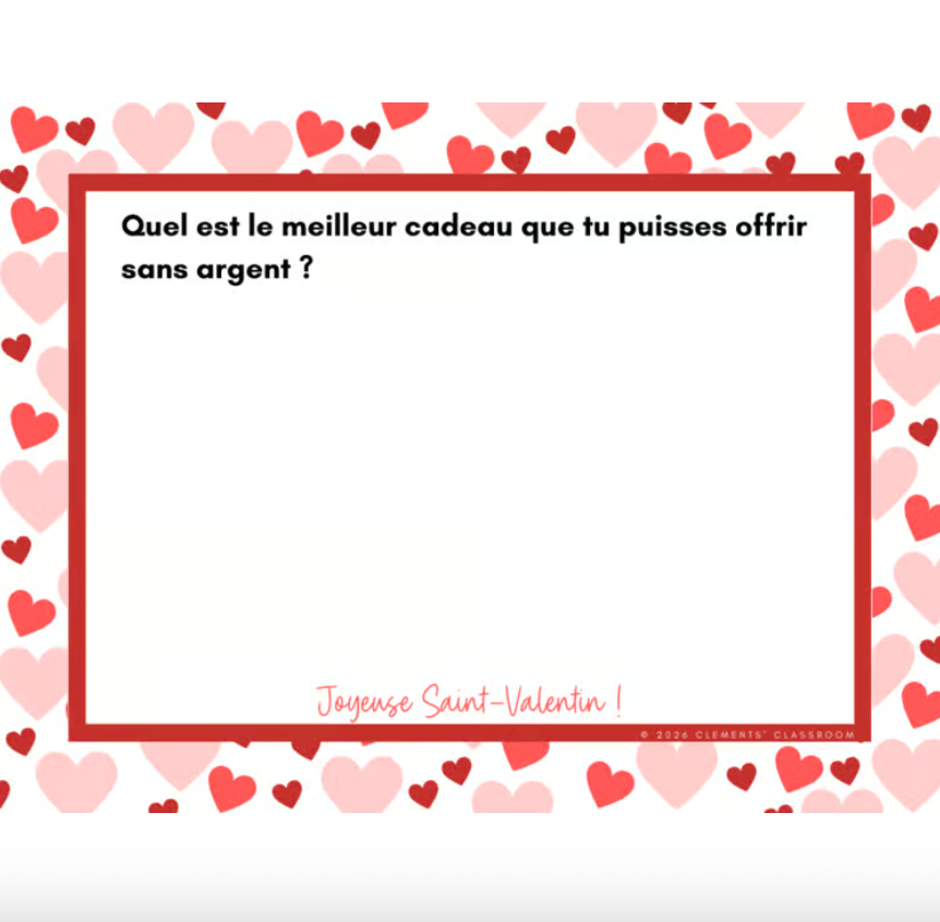 Saint-Valentin/Valentine's Day - Google Slides™ Writing Prompts - French/English