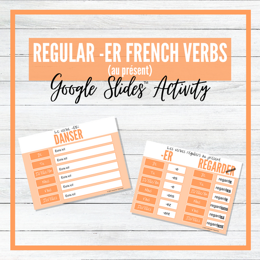 Regular -ER, -IR, & -RE French Verbs (au présent) - Google Slides™ - BUNDLE!