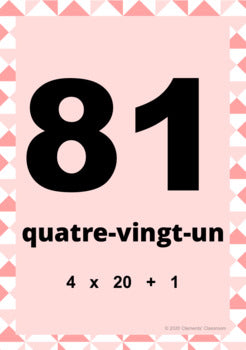 French Numbers 1-100 - Les Numéros 1-100 - Banner / Flash Cards