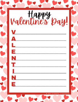 La Saint-Valentin - Valentine's Day - Acrostic Poems Writing Activity - English & French