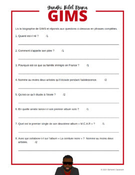 GIMS : Biographie d'un Francophone célèbre - French Biography Reading