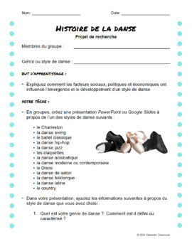 Histoire de la danse - French History of Dance Research Projet