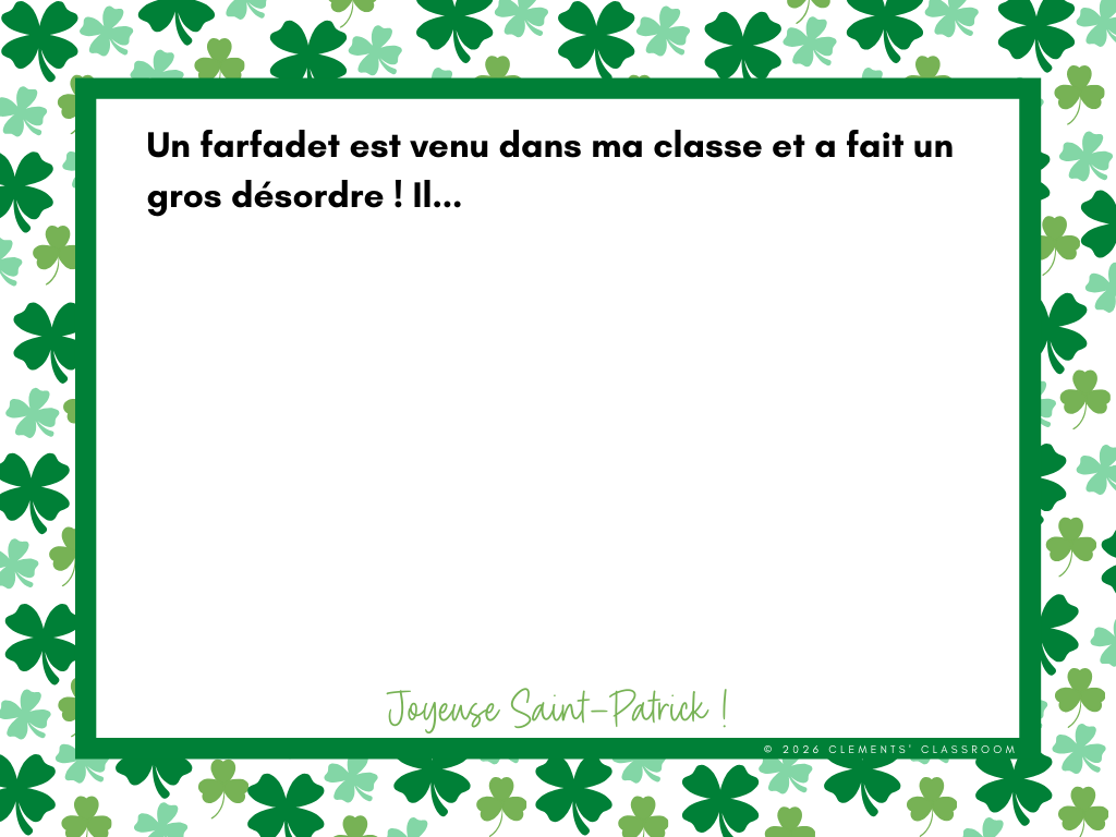 Saint-Patrick/St. Patrick's Day - Google Slides™ Writing Prompts - French/English