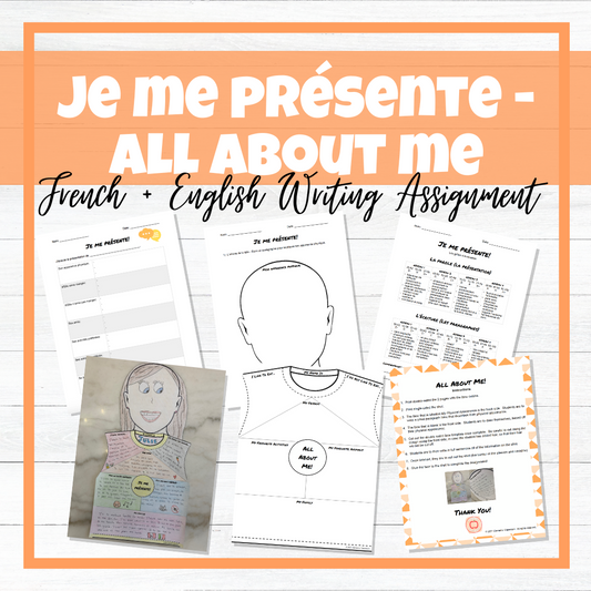 Je me présente - All About Me - English & French T-Shirt Writing Assignment