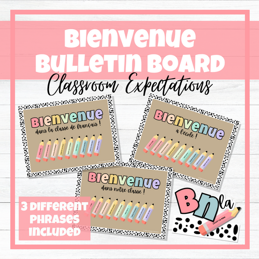 Bienvenue French Bulletin Board Back to School Display - Classroom Expectations