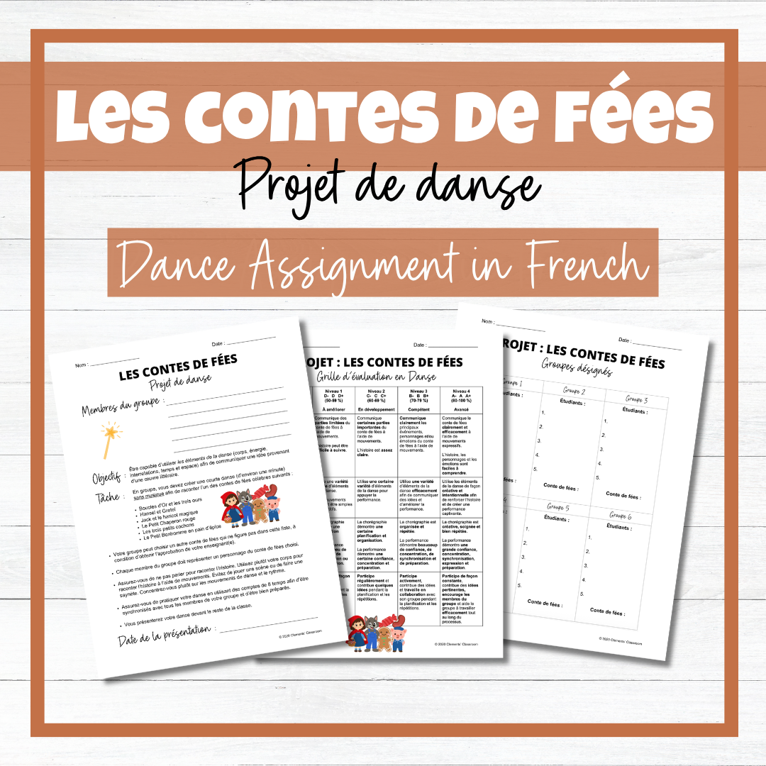 Contes de fées : Projet de danse - Fairy Tale Dance Assignment in French