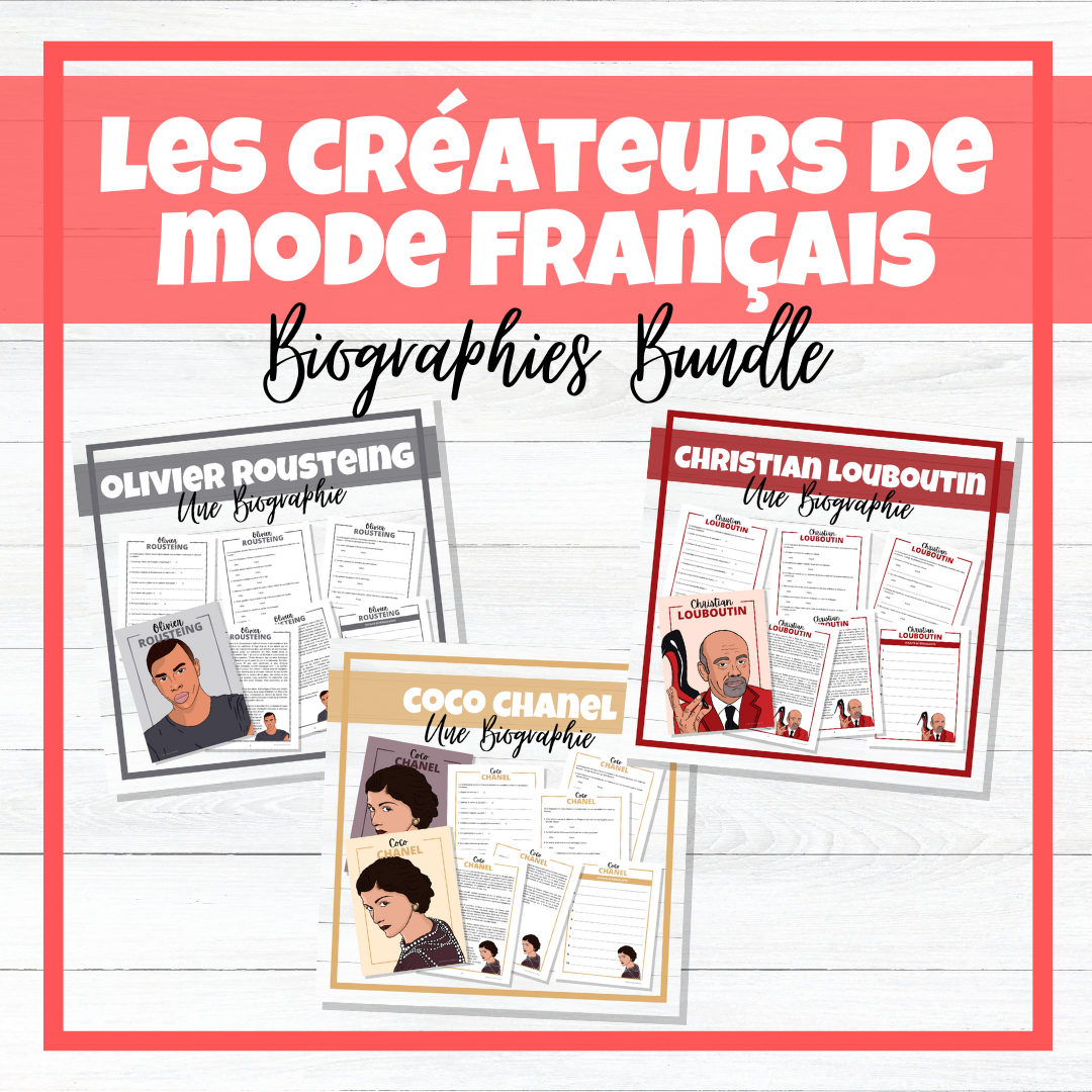 Les créateurs de mode français - French Fashion Designer Biographies - BUNDLE!