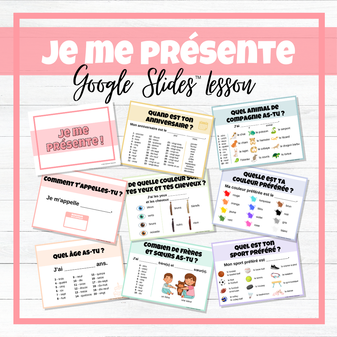 Je me présente - French All About Me -Google Slides™ Lesson & Activities BUNDLE!