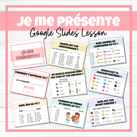 Je me présente - French All About Me -Google Slides™ Lesson & Activities BUNDLE!