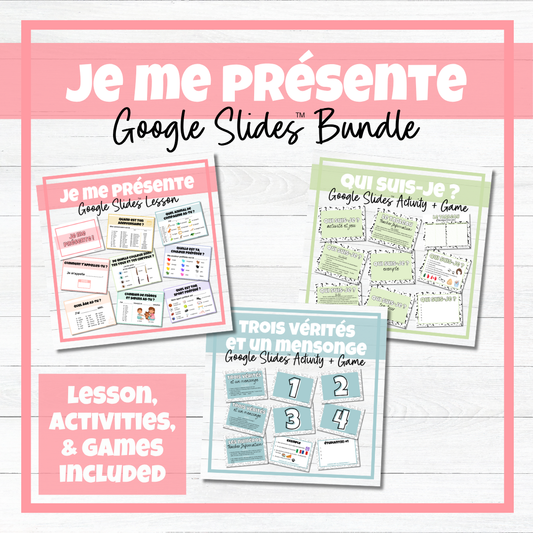 Je me présente - French All About Me -Google Slides™ Lesson & Activities BUNDLE!