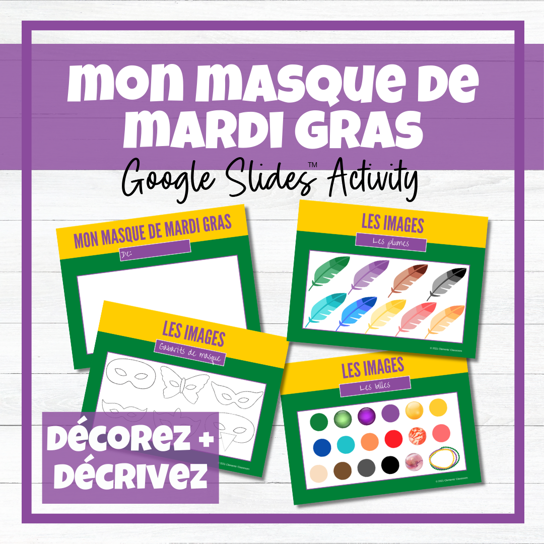Mardi Gras - Décorez un masque! - Decorate a Mask - Google Slides™ Activity