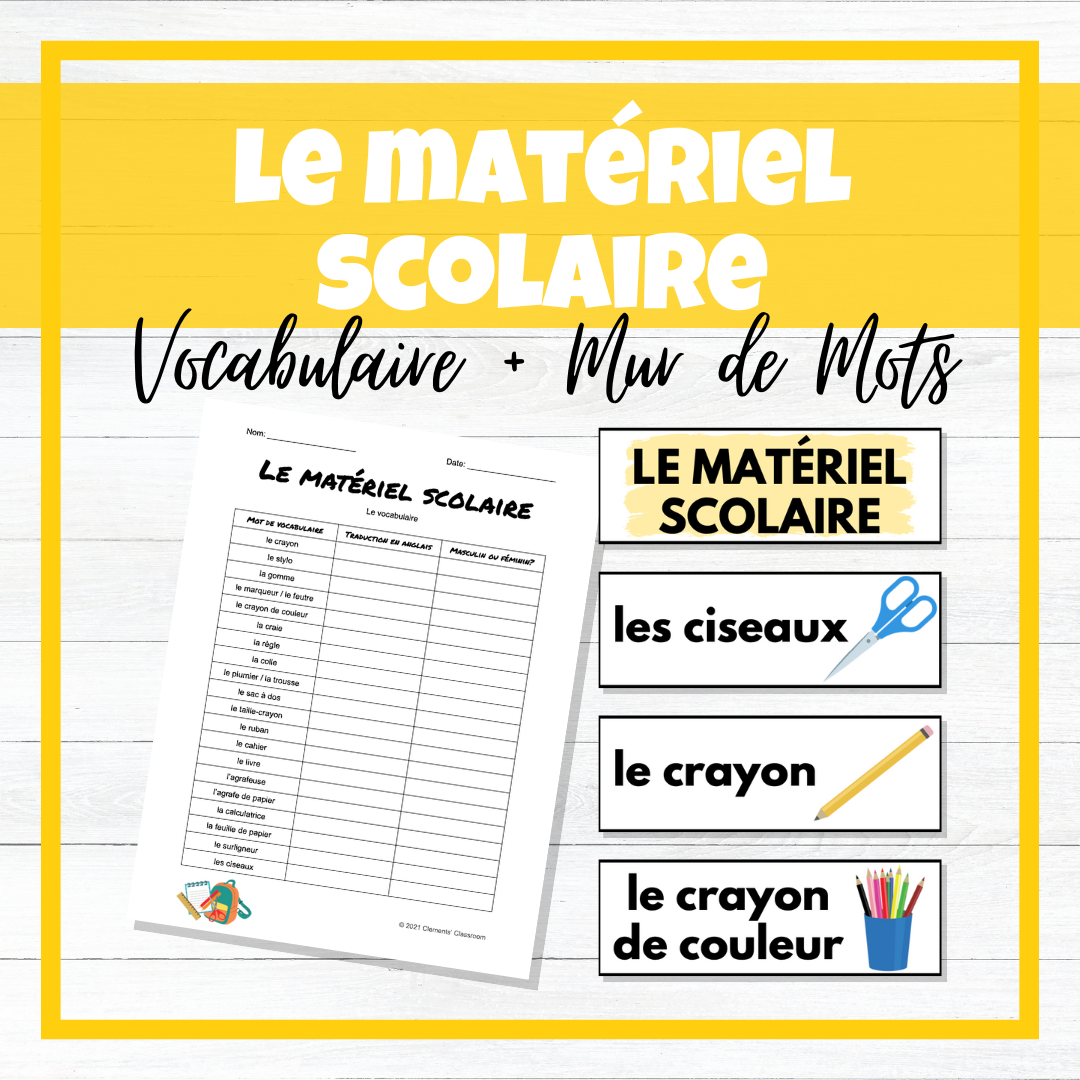 Matériel Scolaire - School Supplies French Unit - BUNDLE!