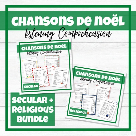 Chansons de Noël - Christmas French Songs - Listening Activities - BUNDLE!