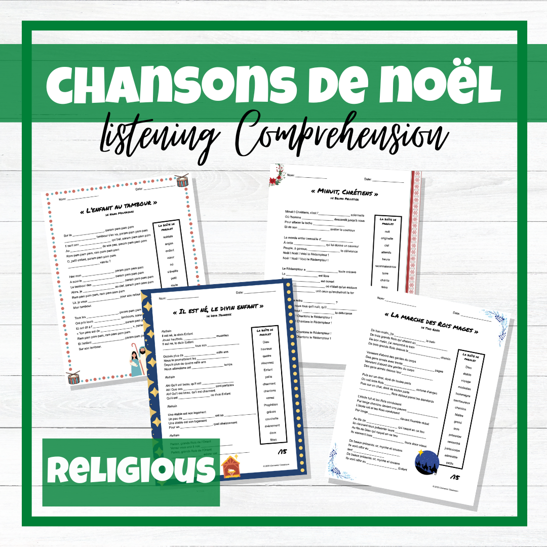 Chansons de Noël - Christmas French Songs - Listening Activities - BUNDLE!