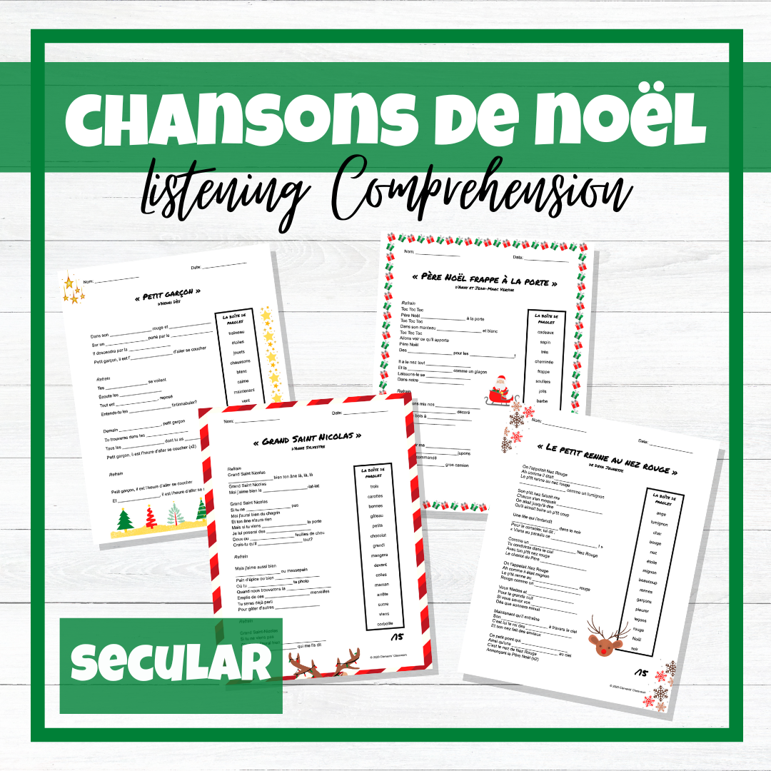 Chansons de Noël - Christmas French Songs - Listening Activities - BUNDLE!