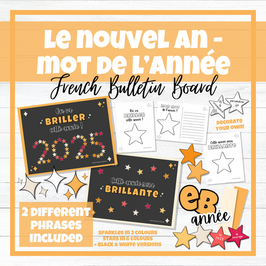 Nouvel An - Mot de l'année - French New Year's Word of the Year Bulletin Board