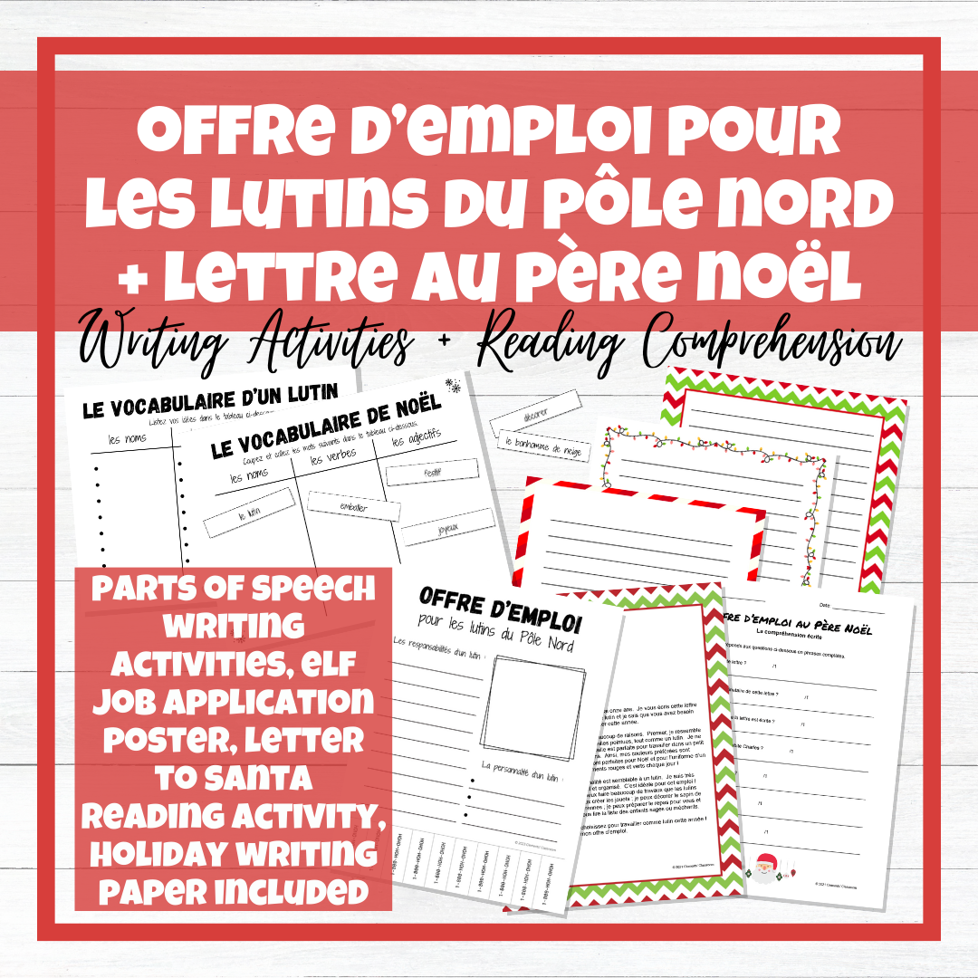 Offre d'emploi - Les lutins - Lettre au Père Noël - Reading & Writing Activities