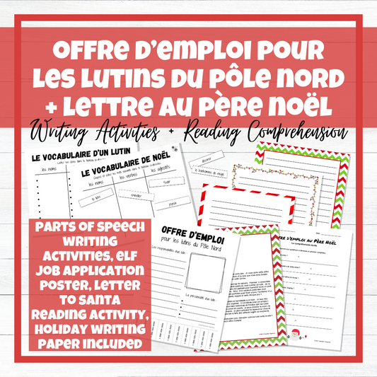 Offre d'emploi - Les lutins - Lettre au Père Noël - Reading & Writing Activities