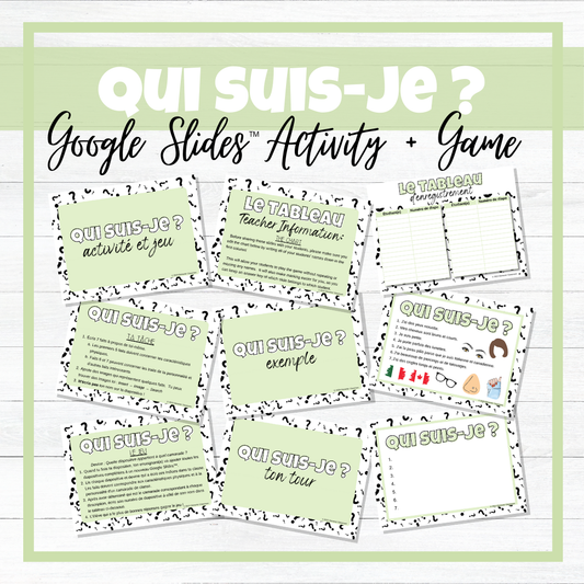 Qui suis-je ? - French Je me présente Google Slides™ Activity & Game