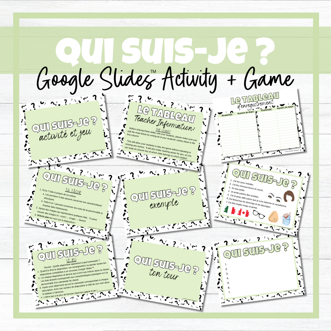 Je me présente - French All About Me -Google Slides™ Lesson & Activities BUNDLE!