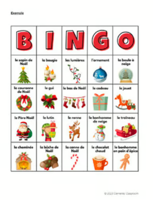 Noël - French Christmas Vocabulary Activity, Word Wall & Loto/Bingo - SECULAR