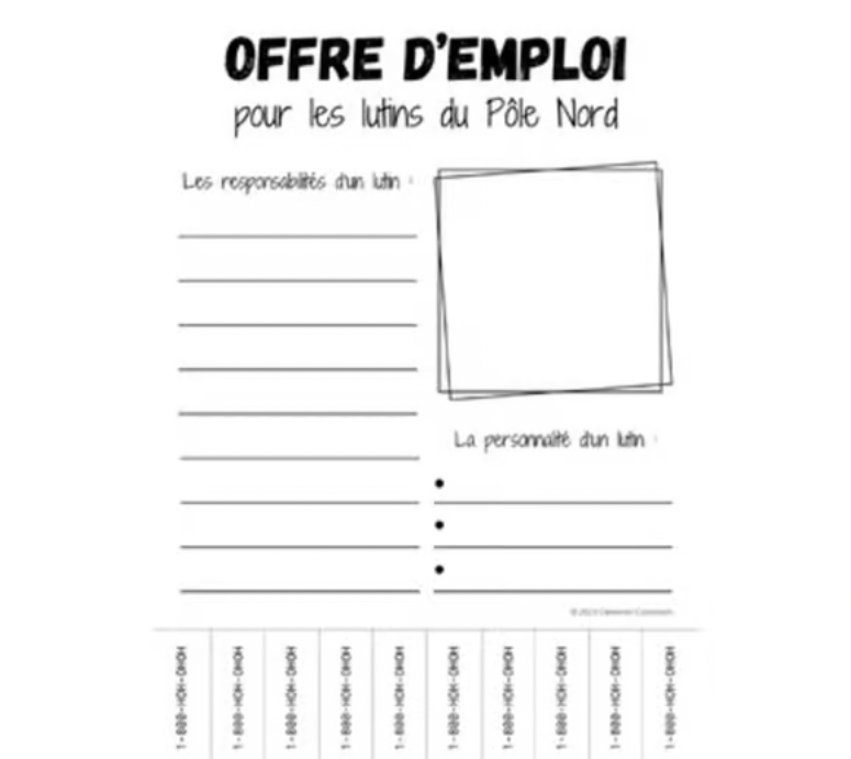 Offre d'emploi - Les lutins - Lettre au Père Noël - Reading & Writing Activities