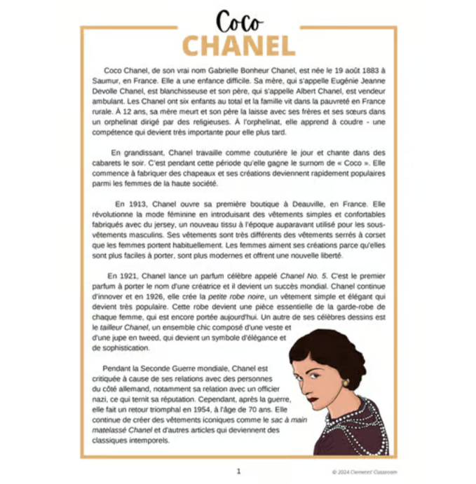 Coco Chanel : Biographie d'une créatrice de mode - French Biography Reading