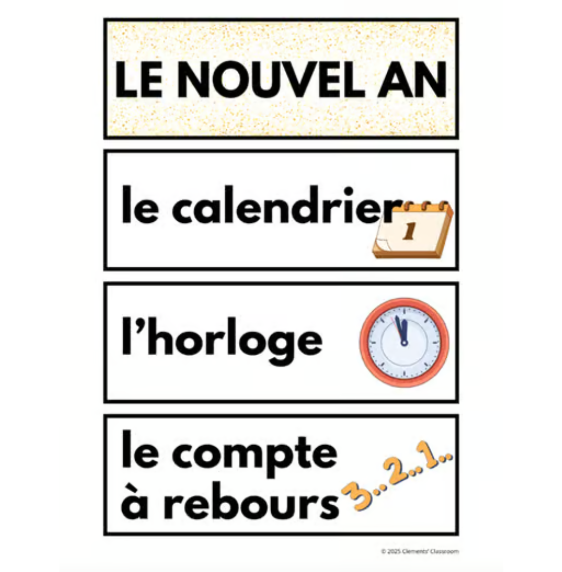Le Nouvel An - French New Year's Vocabulary Activity, Word Wall & Loto / Bingo