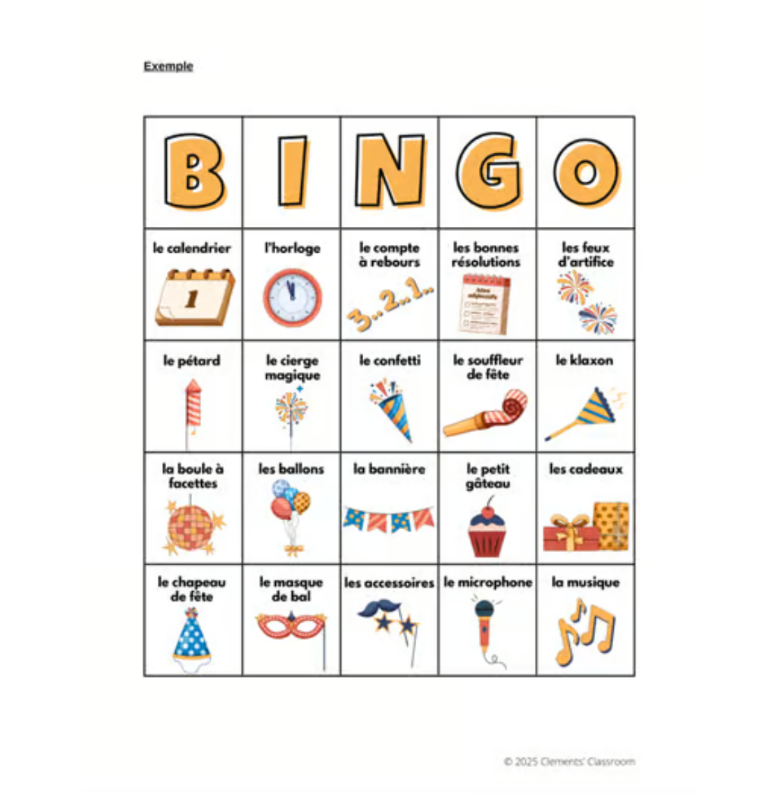 Le Nouvel An - French New Year's Vocabulary Activity, Word Wall & Loto / Bingo