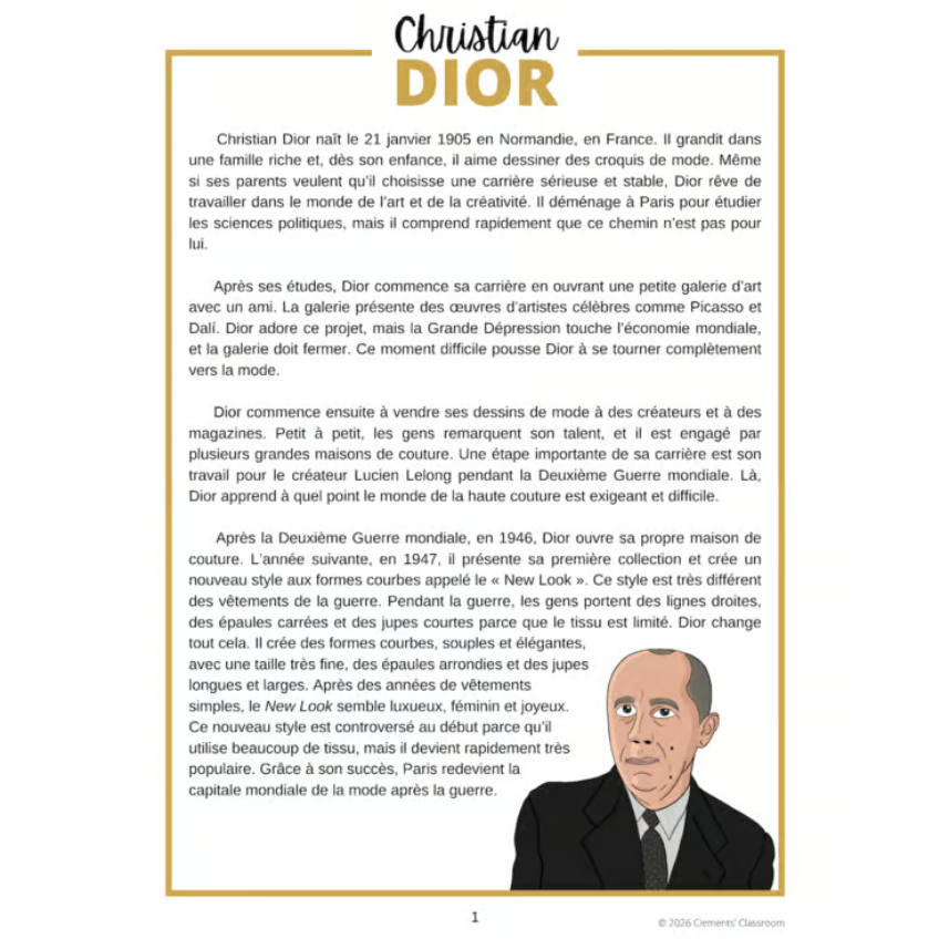 Christian Dior : Biographie d'un créateur de mode - French Biography Reading