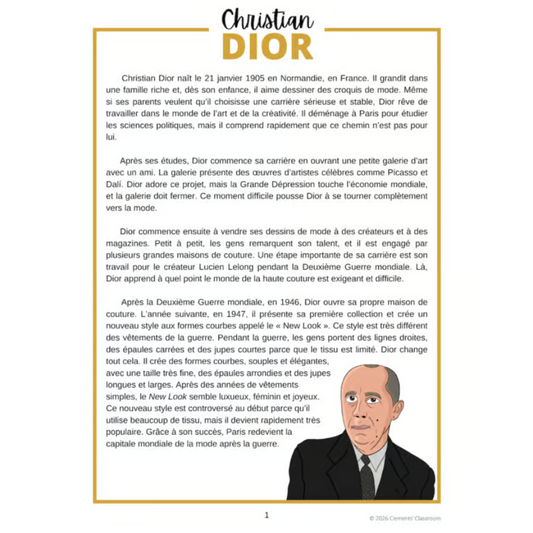 Christian Dior : Biographie d'un créateur de mode - French Biography Reading