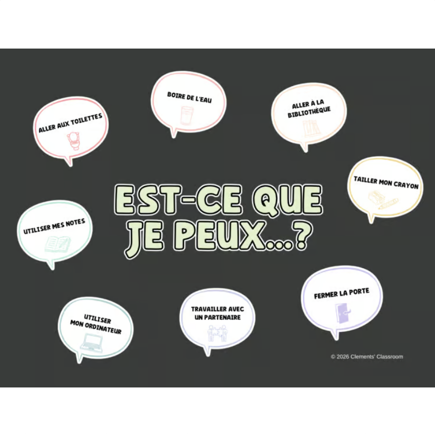 Est-ce que je peux... ? / Puis-je... ? French Classroom Phrases Bulletin Board