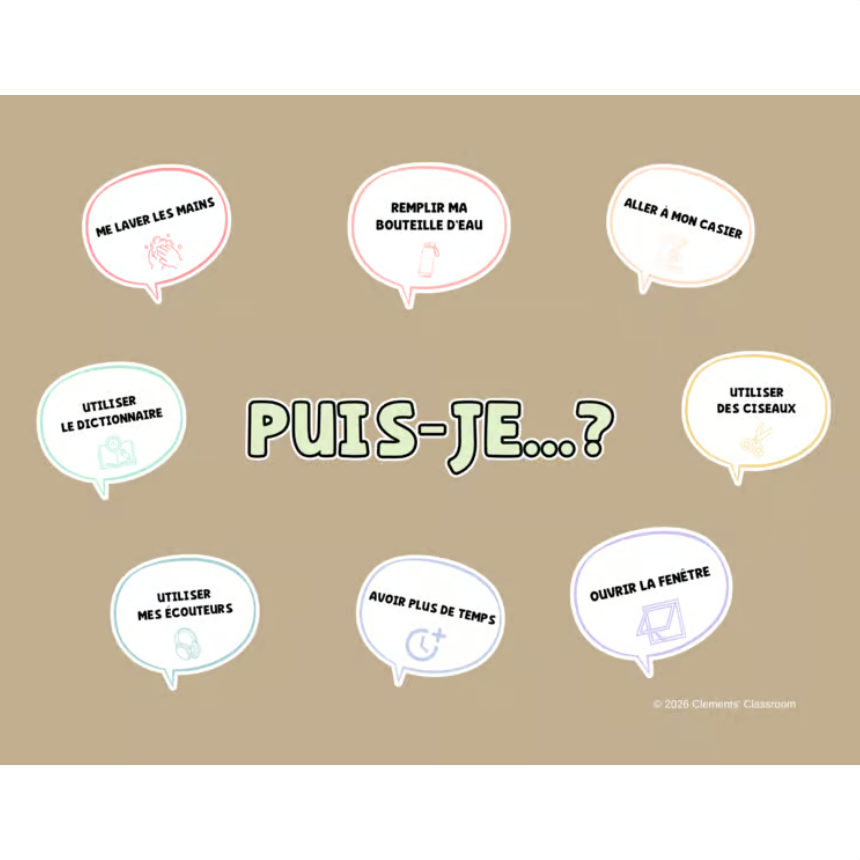 Est-ce que je peux... ? / Puis-je... ? French Classroom Phrases Bulletin Board
