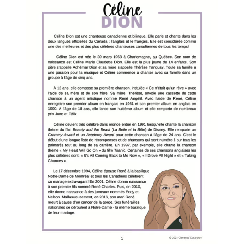 Céline Dion : Biographie d'un Francophone célèbre - French Biography Reading