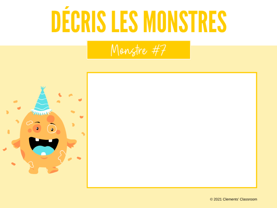 Décris et dessine les monstres! - Parties du corps - Google Slides™ Writing Activities