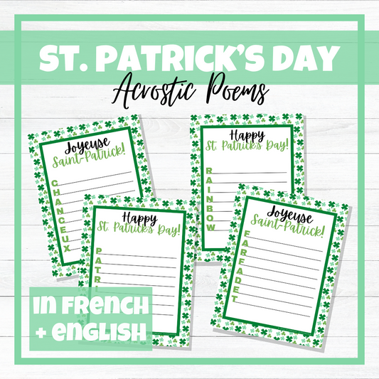 Jour de la Saint-Patrick - St. Patrick's Day - Acrostic Poems - English & French