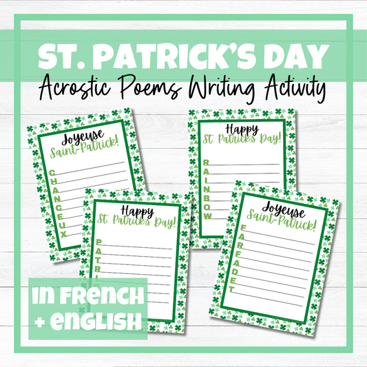 Jour de la Saint-Patrick - St. Patrick's Day - Acrostic Poems - English & French