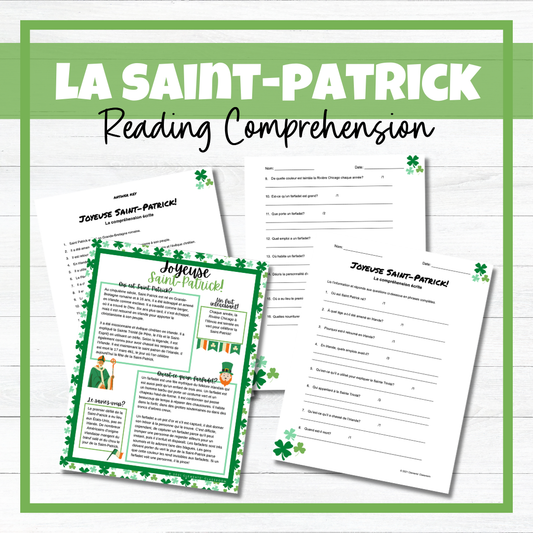 Jour de la Saint-Patrick - St. Patrick's Day French Reading Comprehension