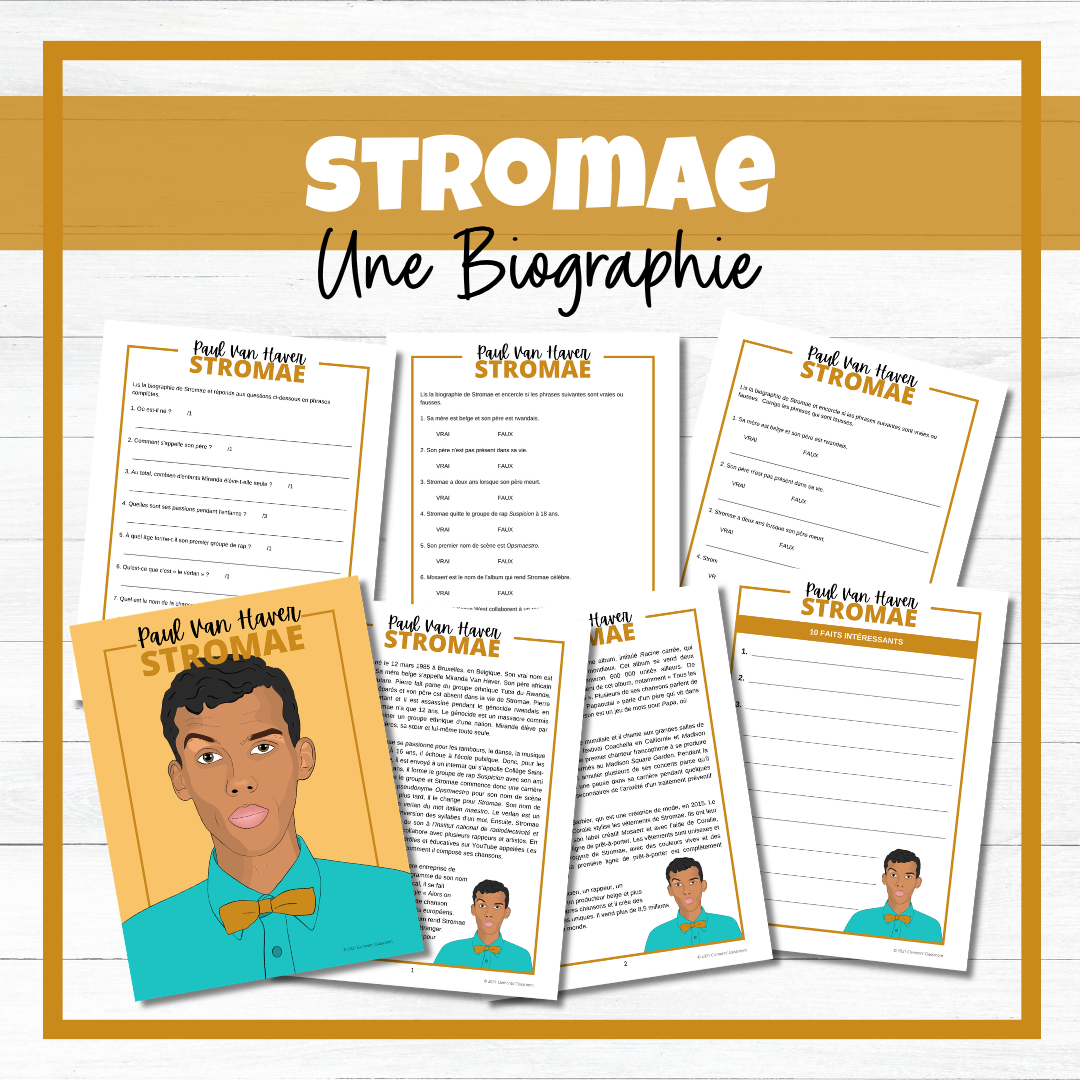 Les Musiciens Francophones - Francophone Musicians French Biographies - Reading Comprehension BUNDLE!