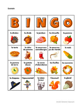 Action de grâce & Automne -French Thanksgiving Fall Vocab, Word Wall & Loto/Bingo