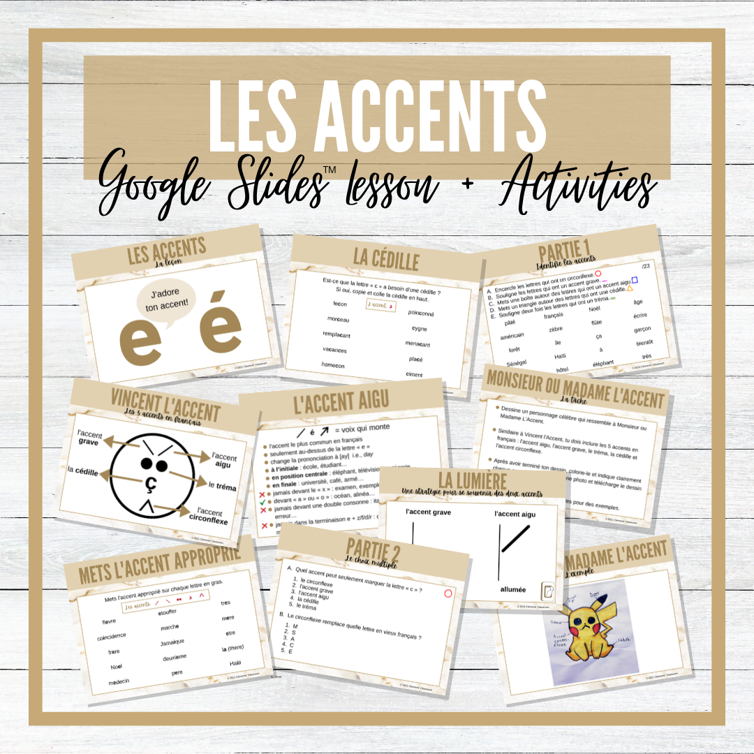 French Accents Google Slides™ Lesson and Interactive Activities