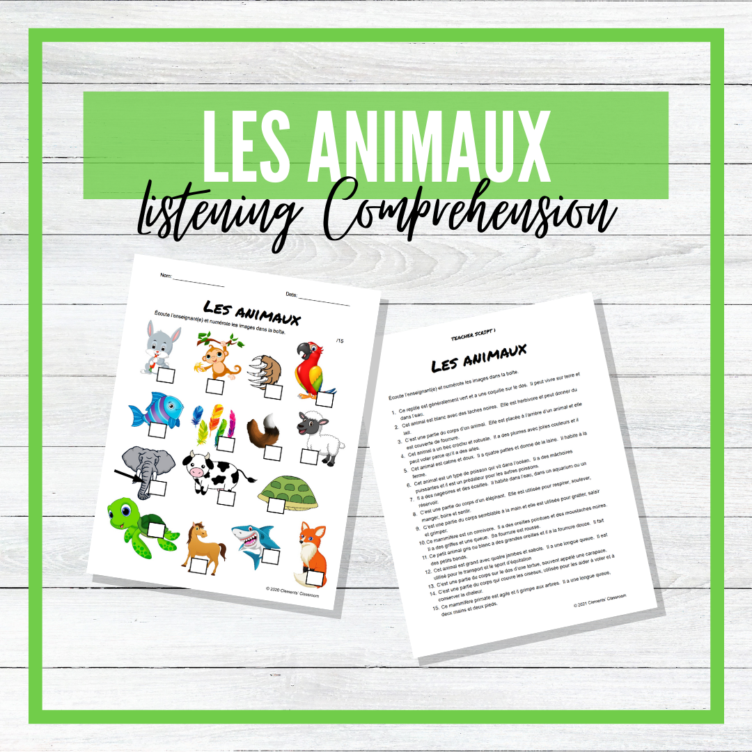 Animaux - Animals - Listening Comprehension Activity