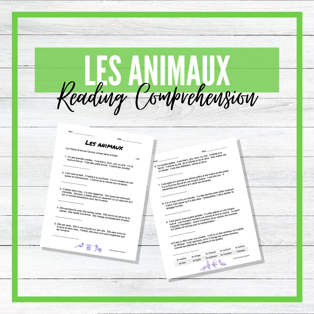 Animaux - Animals - Reading Comprehension