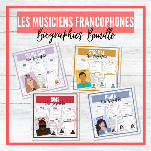 Les Musiciens Francophones - Francophone Musicians French Biographies - BUNDLE!